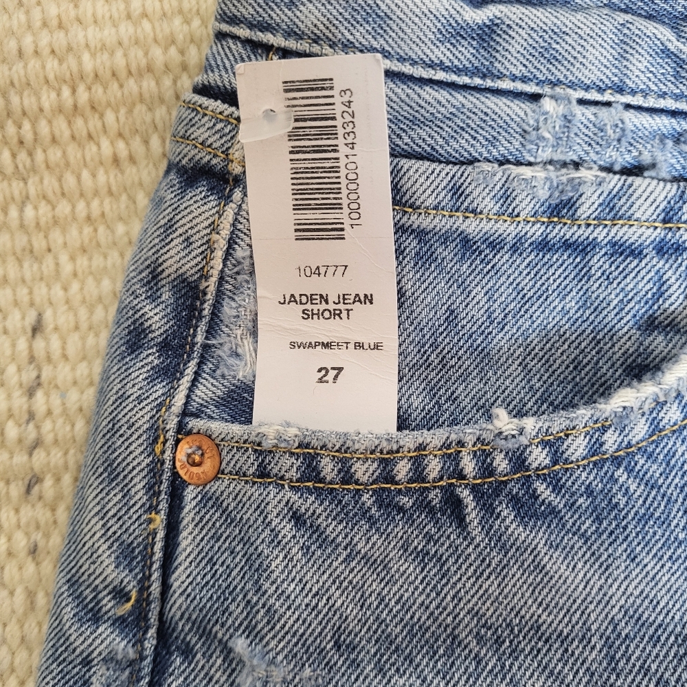 NWT Agolde Jaden High Rise Cut Off Short in Swapmeet Blue Sz 27 - Picture 2 of 11